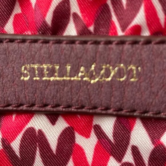 Stella & Dot 'LOVE' Retired Lined Zip Clutch w Tassel Burgundy + Pink OS NWOT - Picture 9 of 13